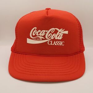 Vtg Coca-Cola Classic Trucker Hat Mens Red Adjustable Snapback Rope Foam inside